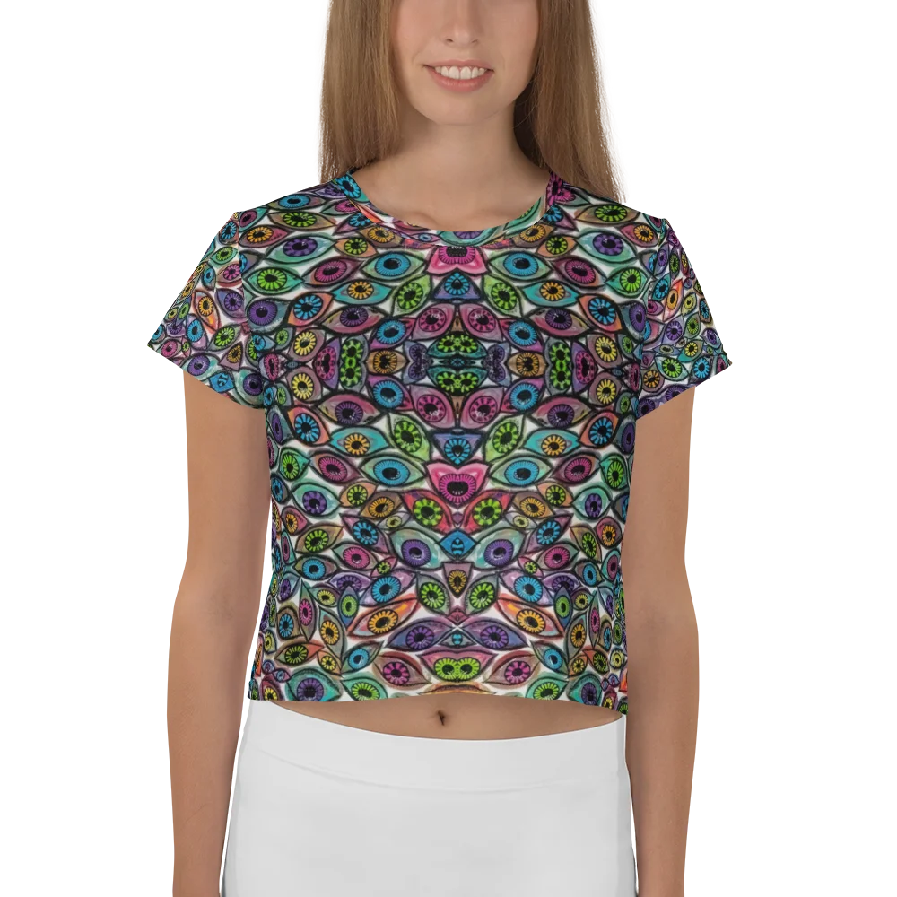 Psychedelic Eyes All Over Print Crop Tee | Eye See You Too product image (1)