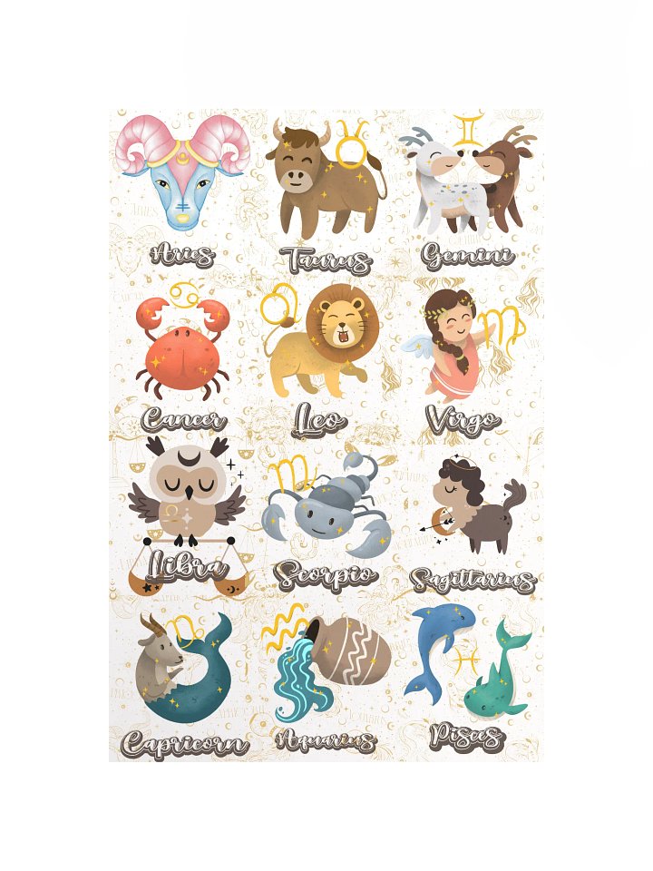 Zodiac Signs Illustrated Poster product image (1)