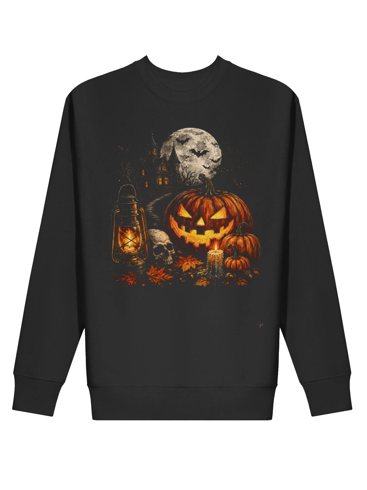 Misty Moonlight Mansion Sweatshirt | Haunted Autumn Collage Winter Edition product image (2)