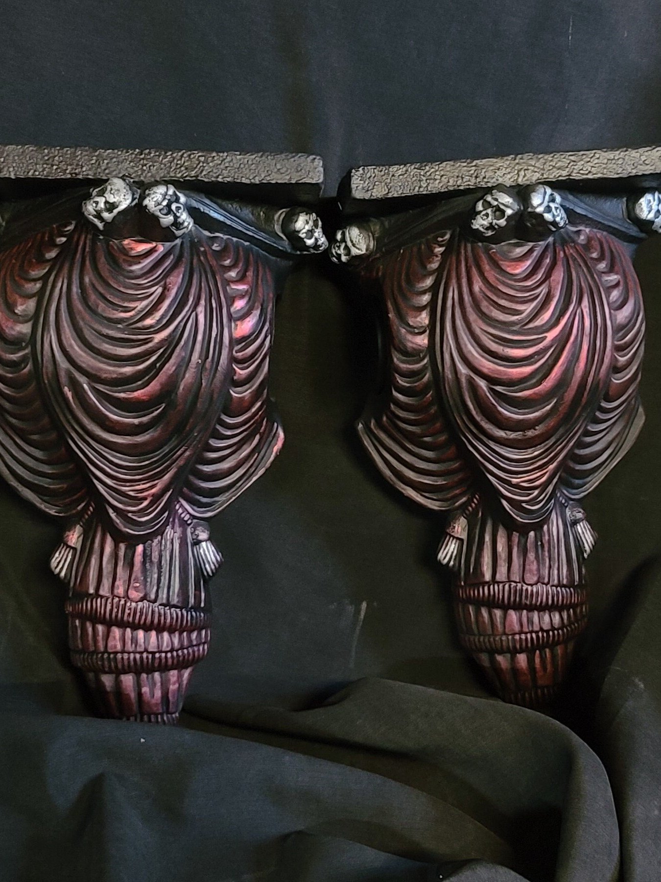 Curtain rod holders. Set of drapery rod ends, Skull product image (1)