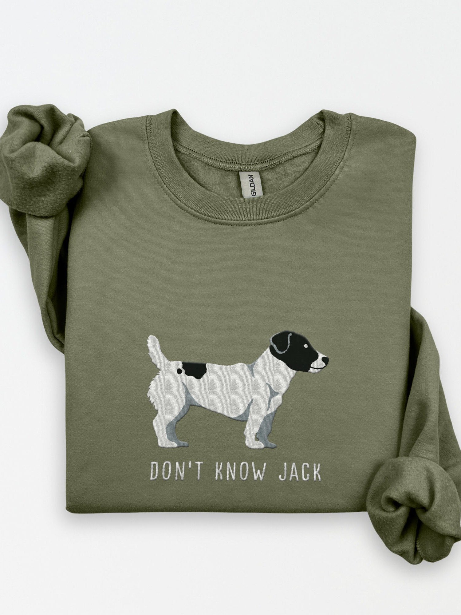 Don't Know Jack Sweatshirt (Embroidered) of a Jack Russell Terrier(Black & White) product image (1)