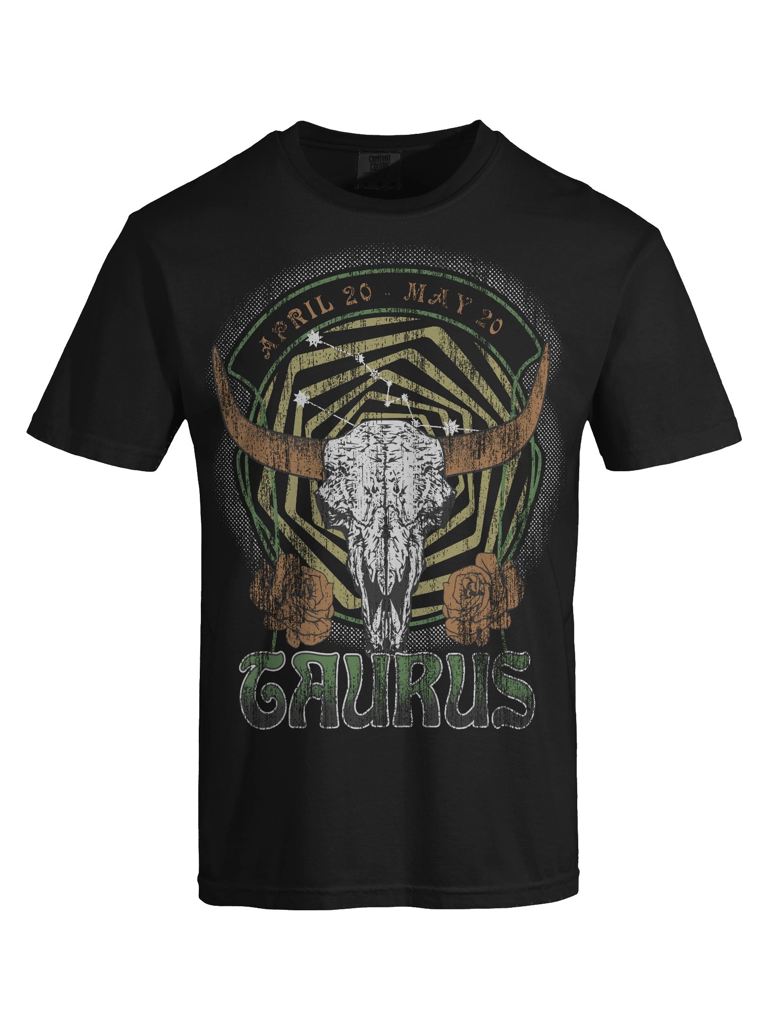 Taurus Zodiac Shirt – Vintage Bull Skull Astrology Graphic Tee (April 20 – May 20) Horoscope Design product image (6)