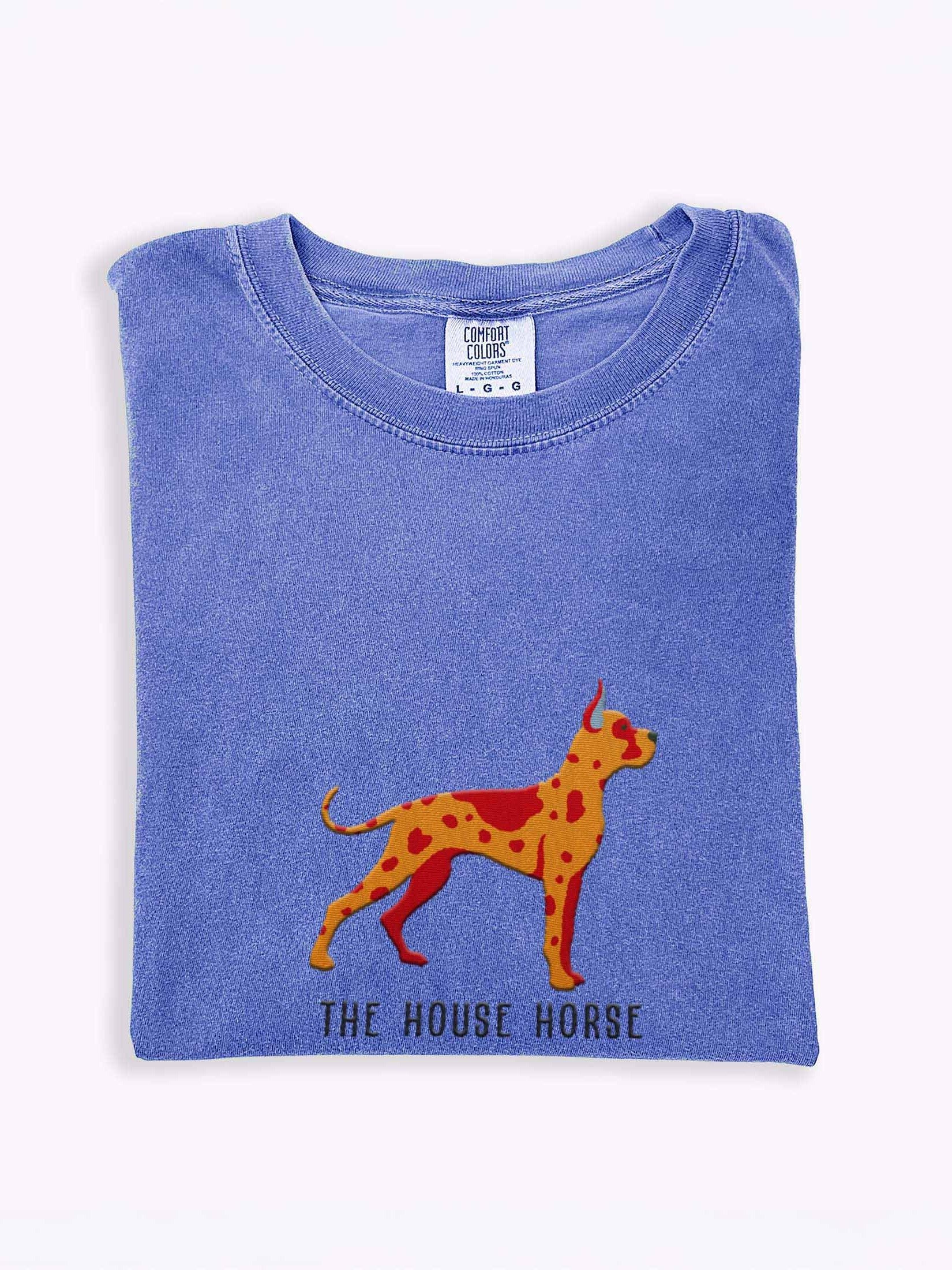 The House Horse T-Shirt(Embroidered) of a Great Dane(Chocolate Merle, Cropped Ears) product image (1)