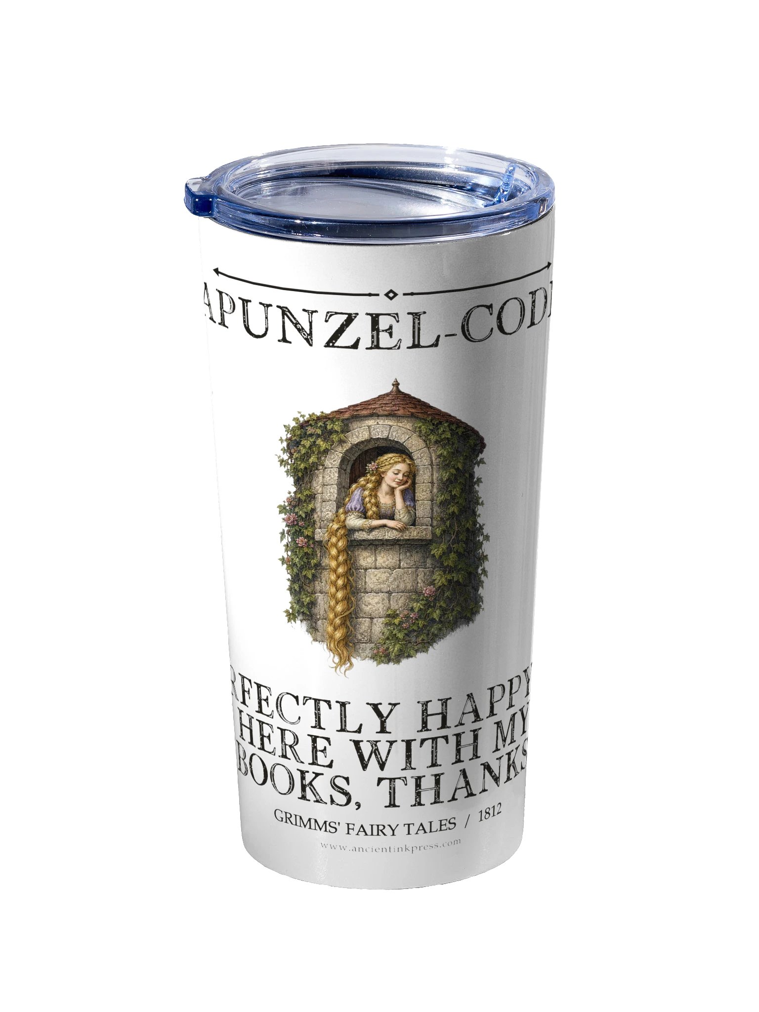 Rapunzel Coded Perfectly Happy Up Here With -- Grimms Fairy Tales 20oz Tumbler product image (2)