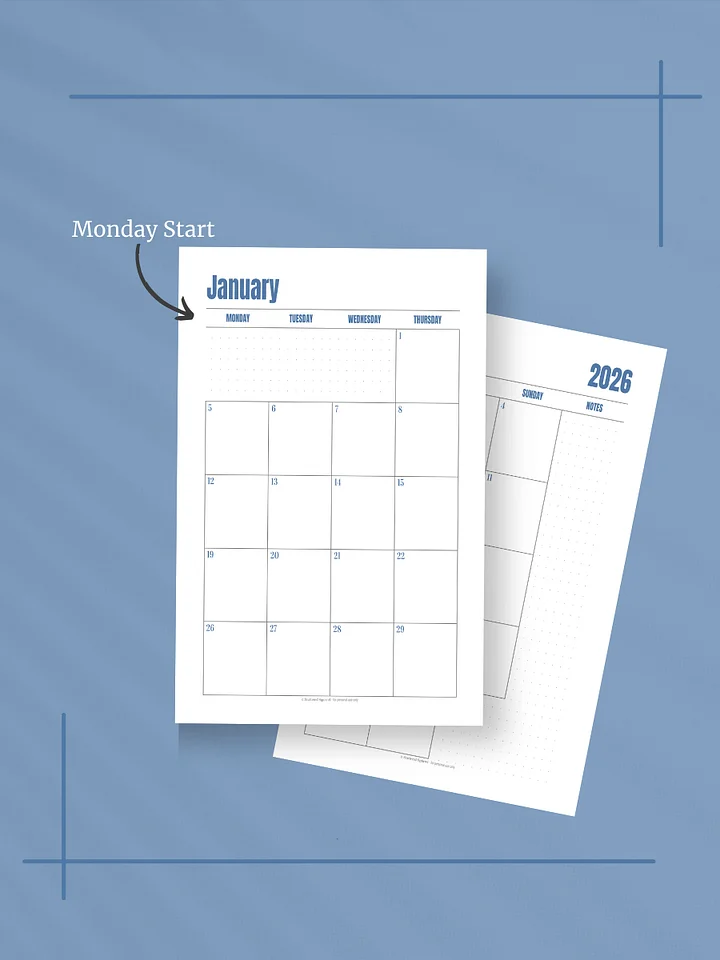 Jewel Tone Quarters 2026 Calendar - 2 Pages per Month, Monday Start, Half Letter Size product image (2)