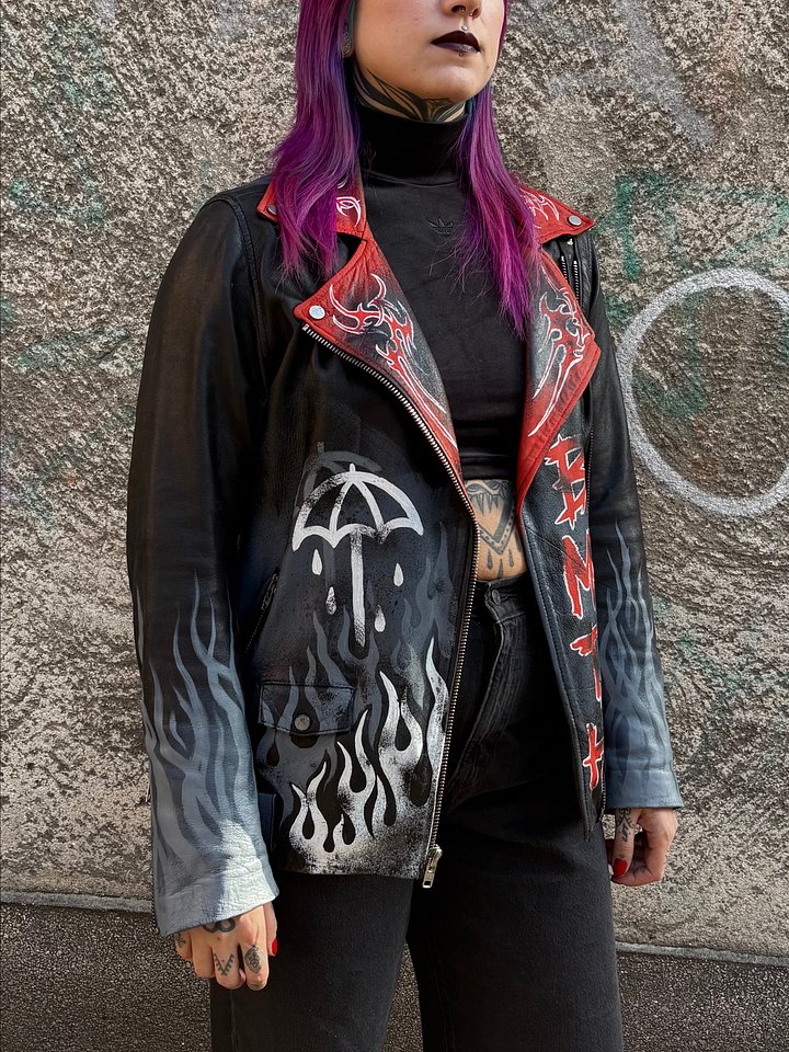 "Post-Human" Sigil Custom Leather Jacket / Size L product image (2)