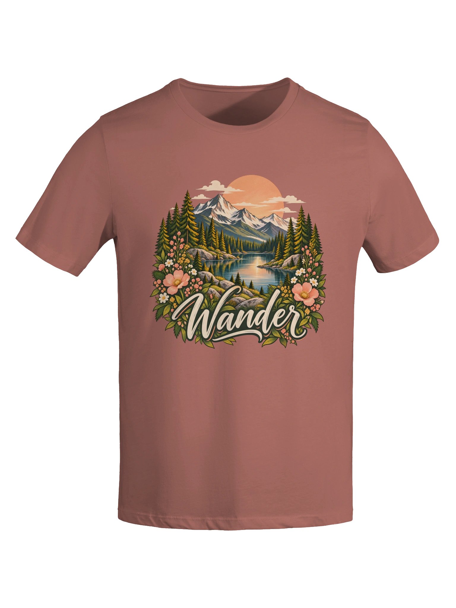 ORLUMIQ Wander Adventure T-Shirt | Women's Mountain Lake Graphic Tee – Mauve product image (6)