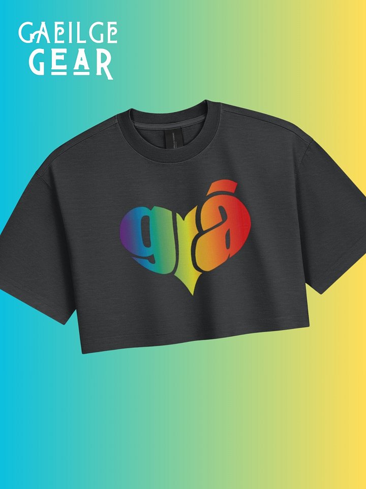 Grá Means Love 🧡 Pride Cropped T-shirt in Irish / Gaeilge / Gaelic product image (1)
