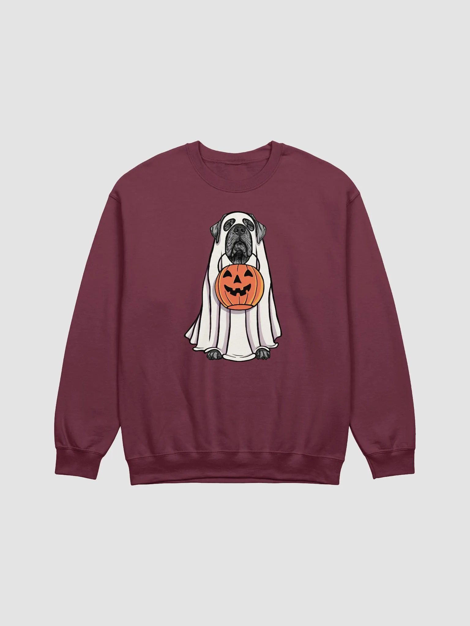 Funny Halloween Neapolitan Mastiff(Blue) Sweatshirt | Funny Dog Wearing a Ghost Costume and Holding a Pumpkin Basket product image (1)