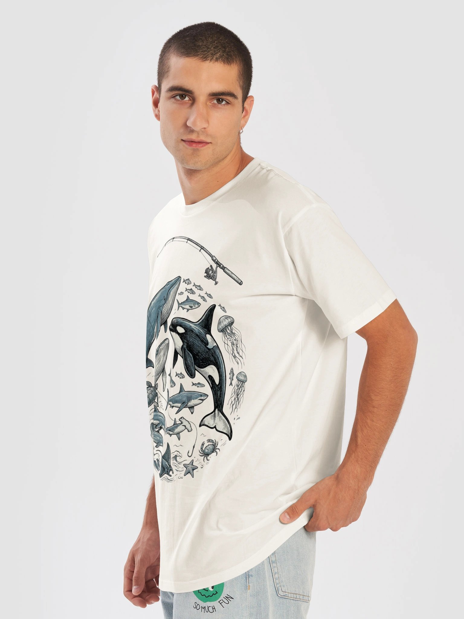 Vintage Sea Animals T-Shirt Design – Retro 90s Ocean Wildlife Graphic, Orca Whale Turtle & Dolphin product image (46)