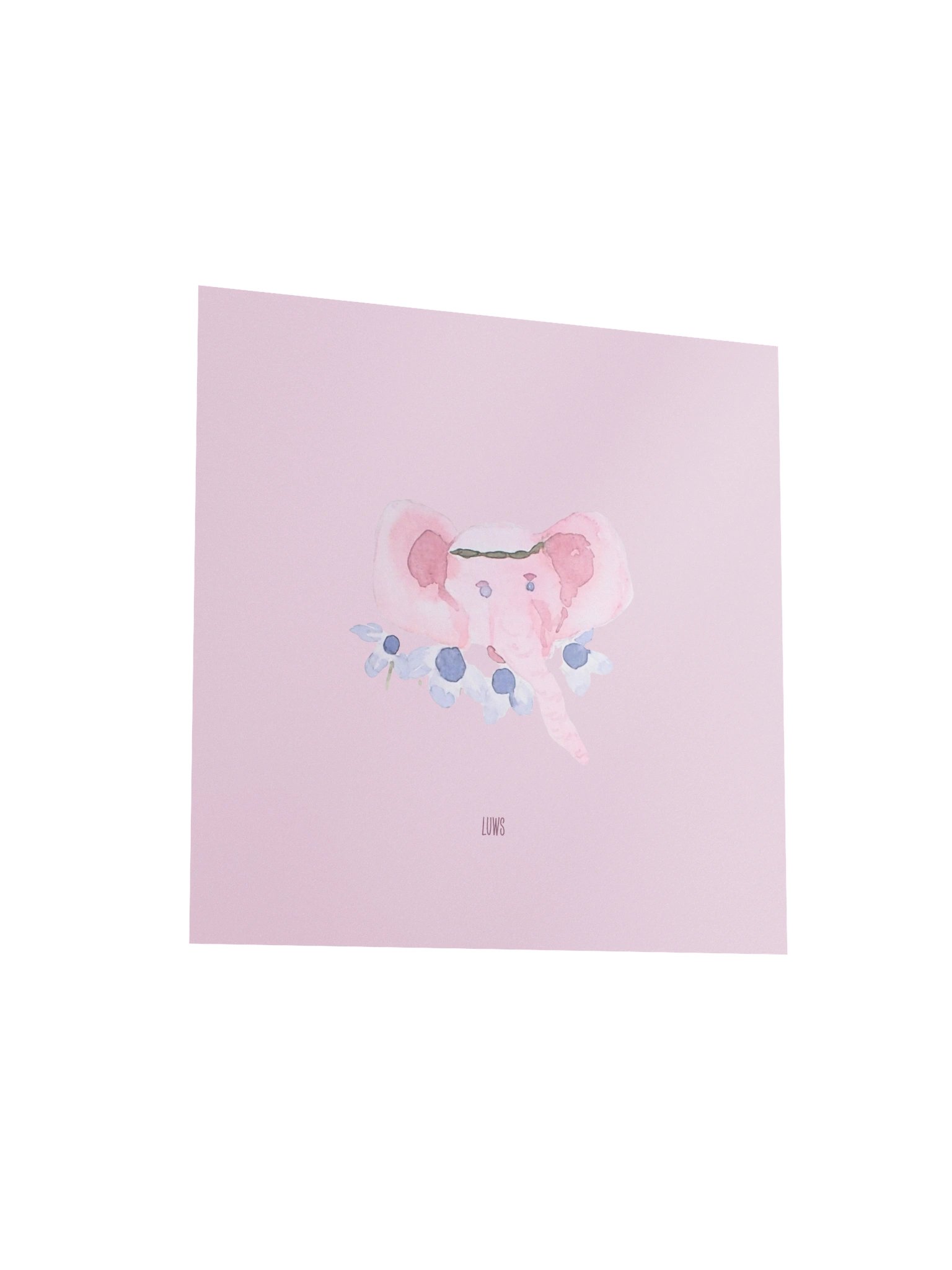Ella, the elephant | Pastel Pink Elephant Floral Poster (Unframed) product image (3)