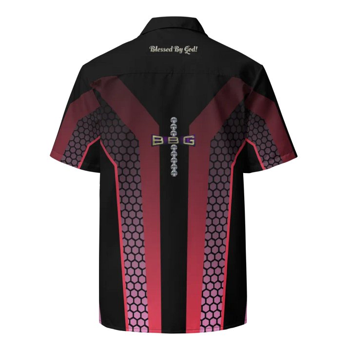Black and Purple Blessed by God Button-up Shirt product image (1)