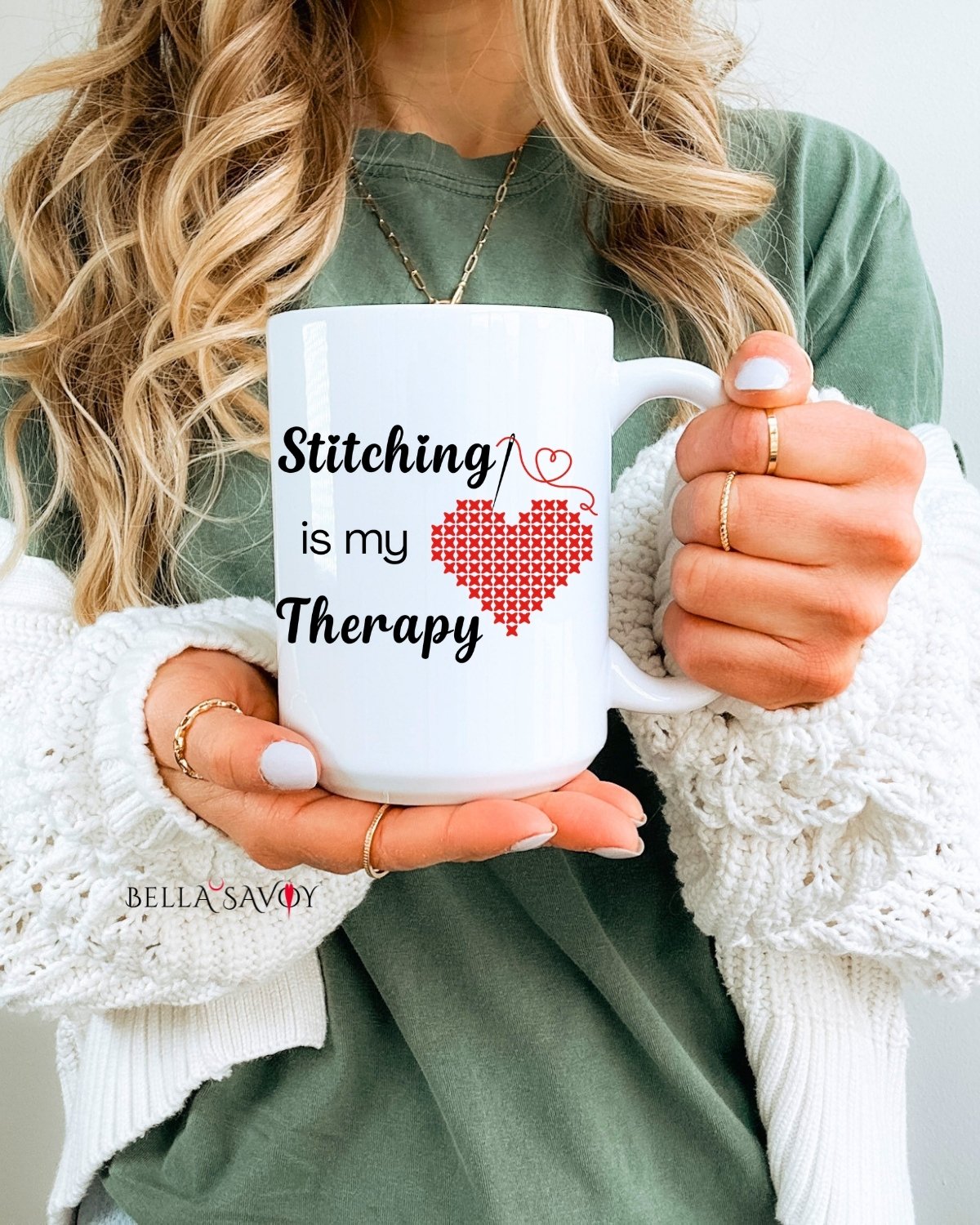Stitching is my Therapy Cross Stitch Coffee Mug product image (2)