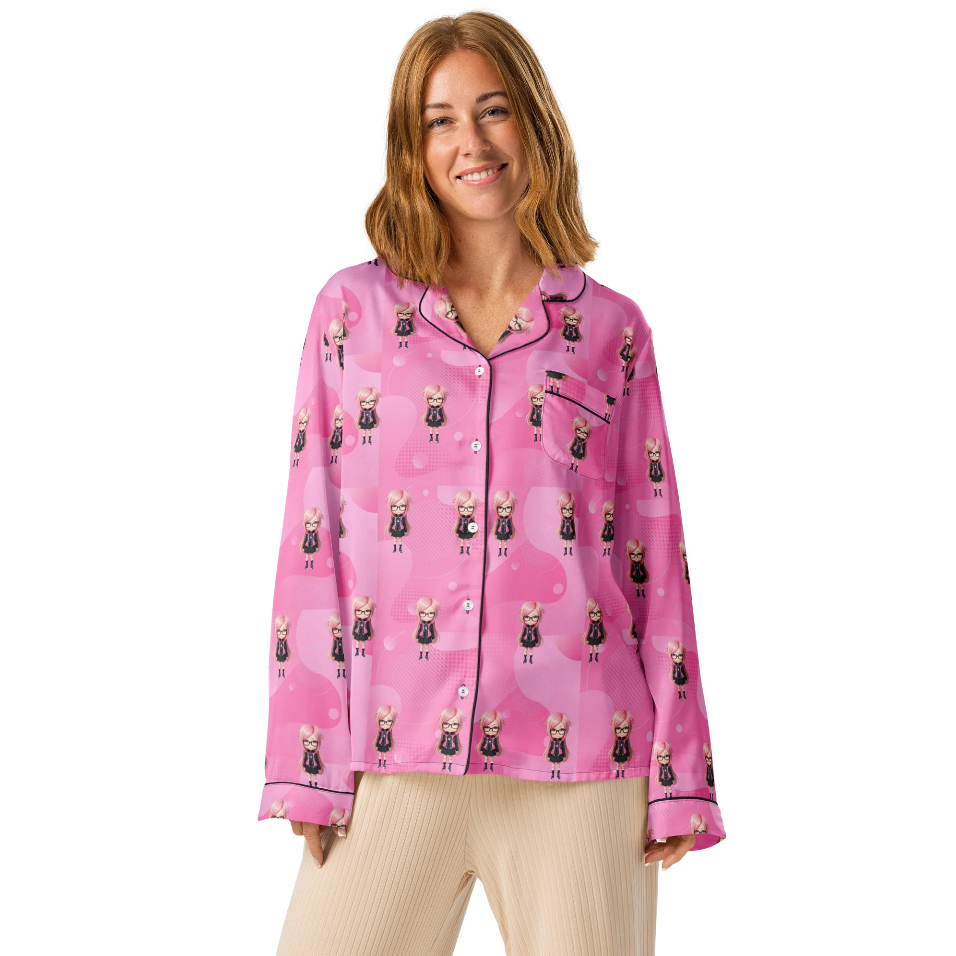 (PINK CHIBI) K Women's Long Sleeve Pajama Top product image (1)