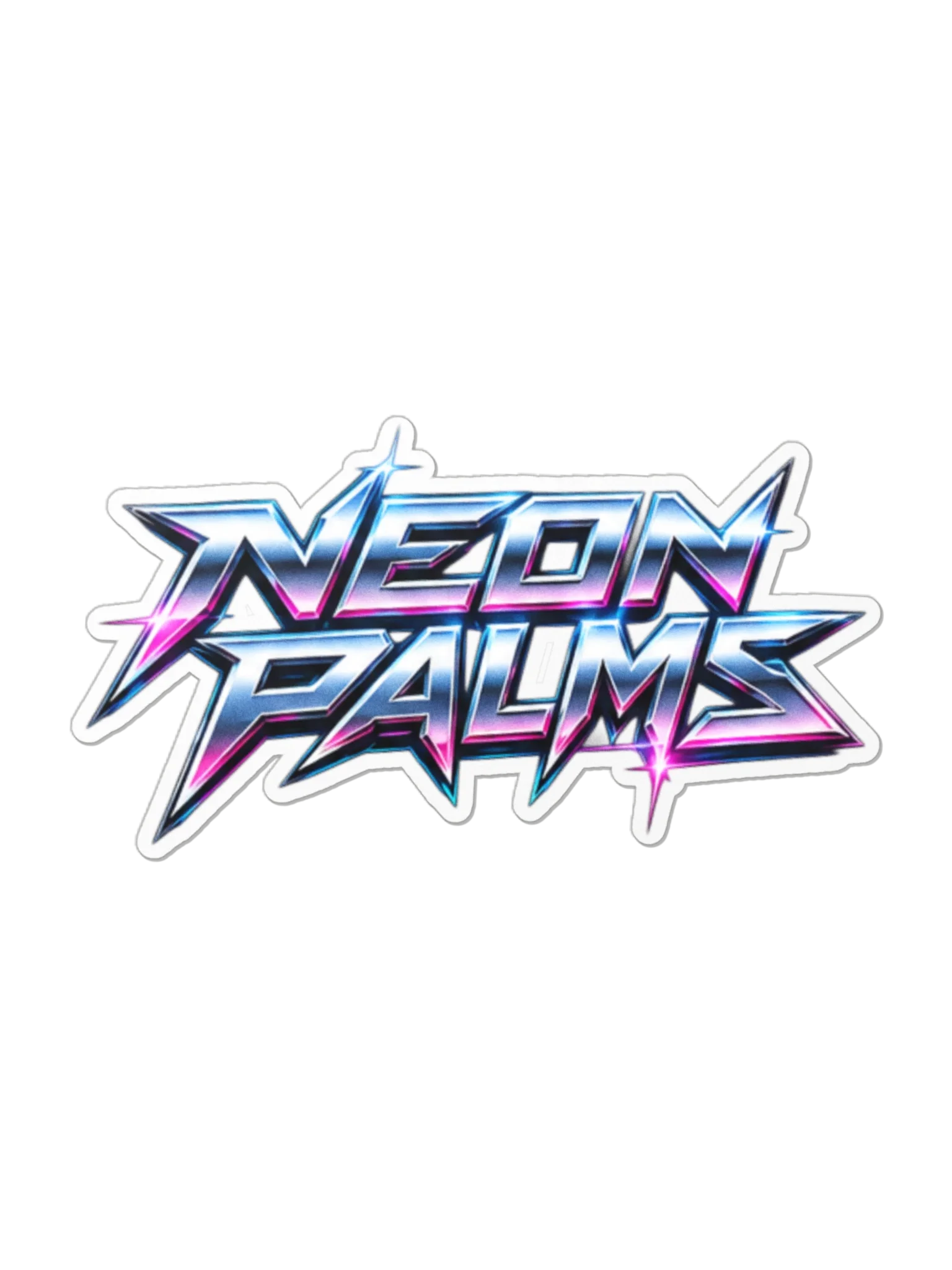 Neon Palms Retro Chrome Die-Cut Sticker