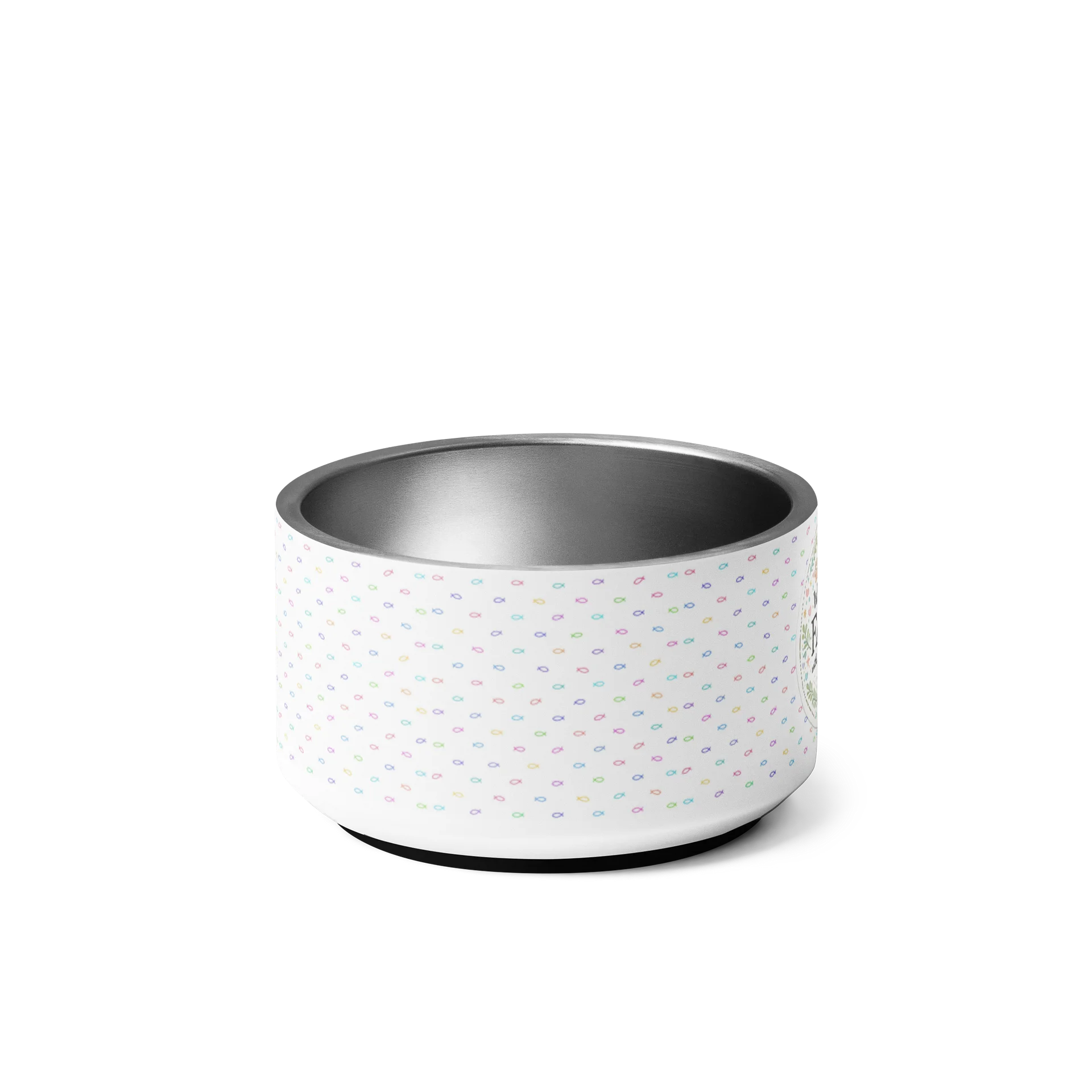 Walk by Faith Christian Dog Bowl – Pastel Ichthys Fish Pet Bowl product image (4)