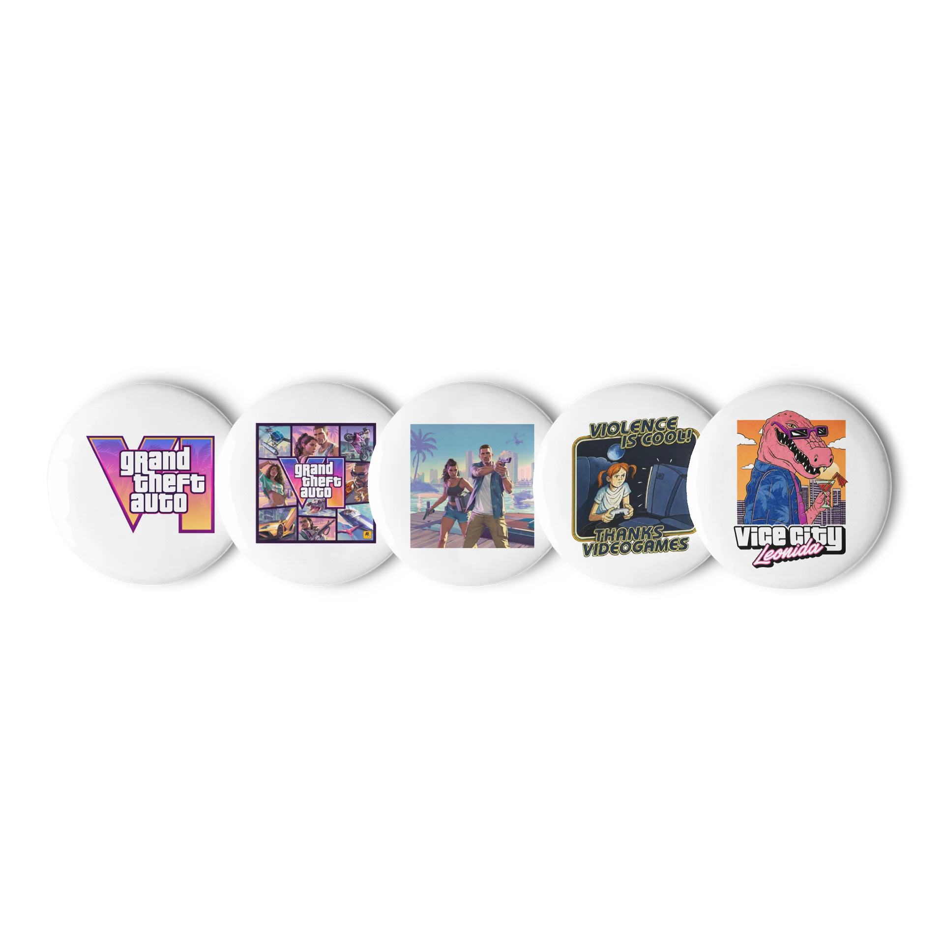 GTA VI Pin Buttons – Set of 5 ( Fan Design ) product image (4)