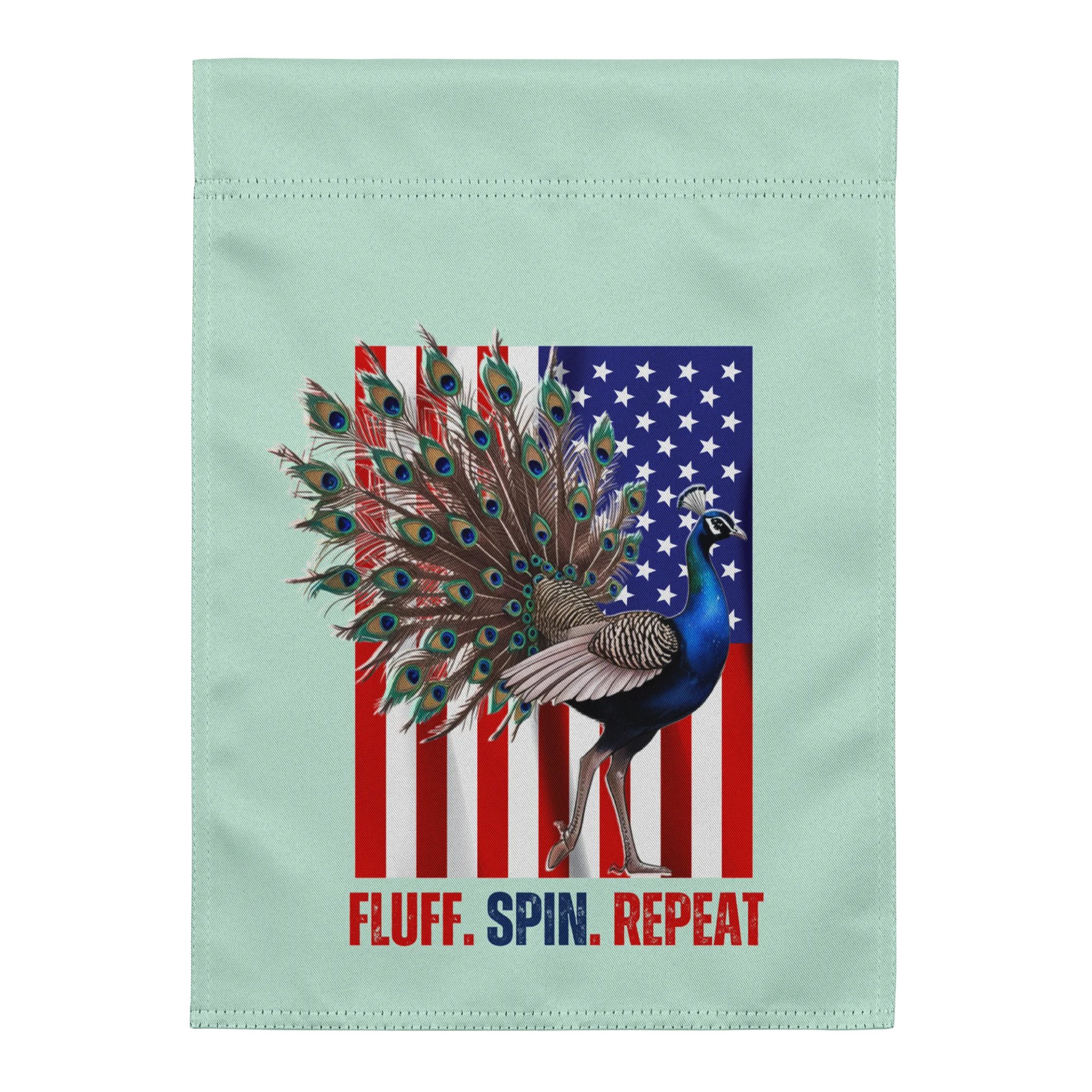 Fluff. spin. repeat. garden flag product image (2)