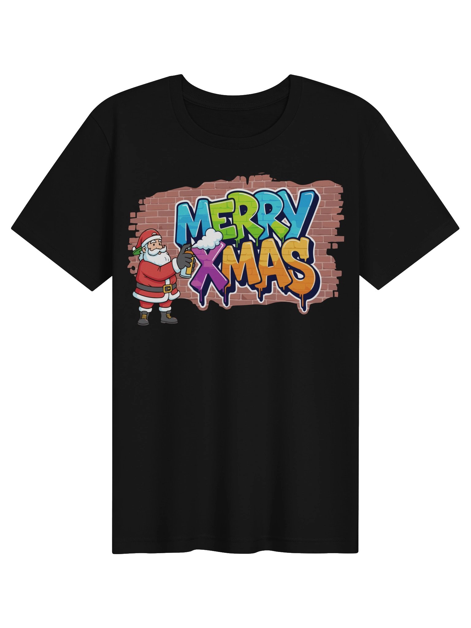 Merry Xmas Graffiti Santa Street Art Style Spray Paint Christmas Graphic Shirt product image (1)