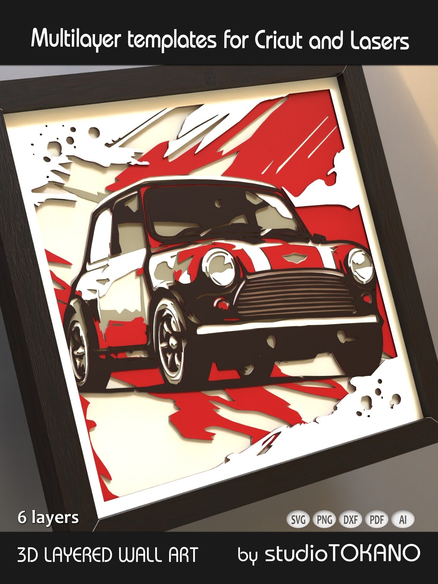 Mini Cooper 3D Layered Car SVG product image (3)