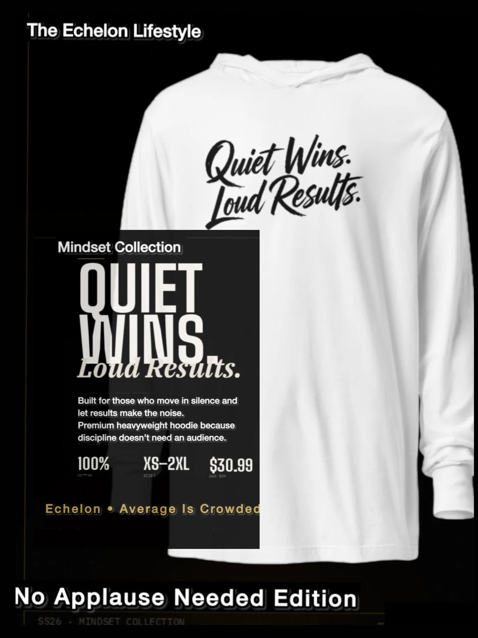 Quiet Wins. Loud Results. Hoodie | No Applause Needed Edition product image (1)