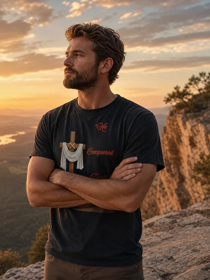 He Conquered Death Christian T-Shirt | Resurrection Faith Tee | Kingdom Life Co. product image (1)