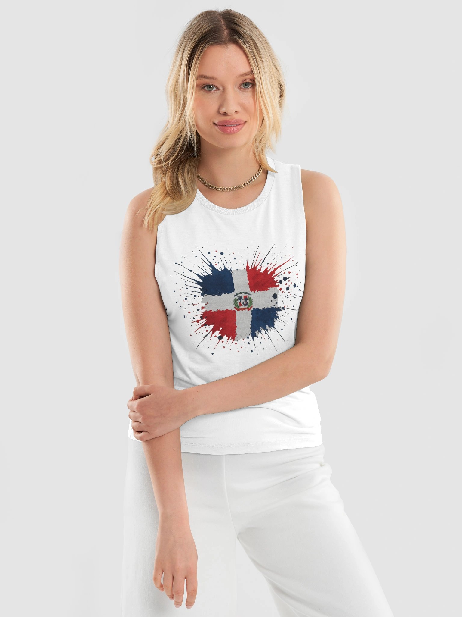 Dominican Republic Flag Splatter Art Women's Muscle Tank product image (3)