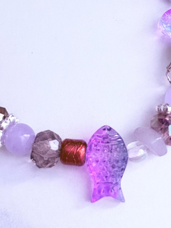 MFD-00062 | Handmade 7.5" Glass Fish Bead Bracelet | Coastal Charm Jewelry by Monique Faella Designs™ product image (2)