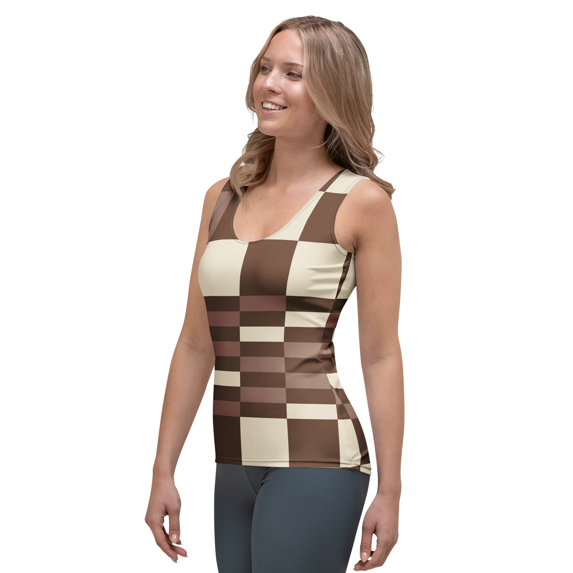 Neutral Plaid Geometric Women's Tank Top product image (3)