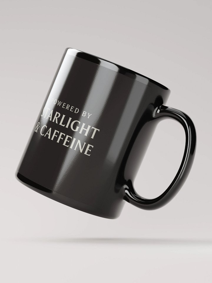 Powered by Starlight and Caffeine Mug – Space Lover’s Coffee Cup | Minimal Sci-Fi Design product image (2)