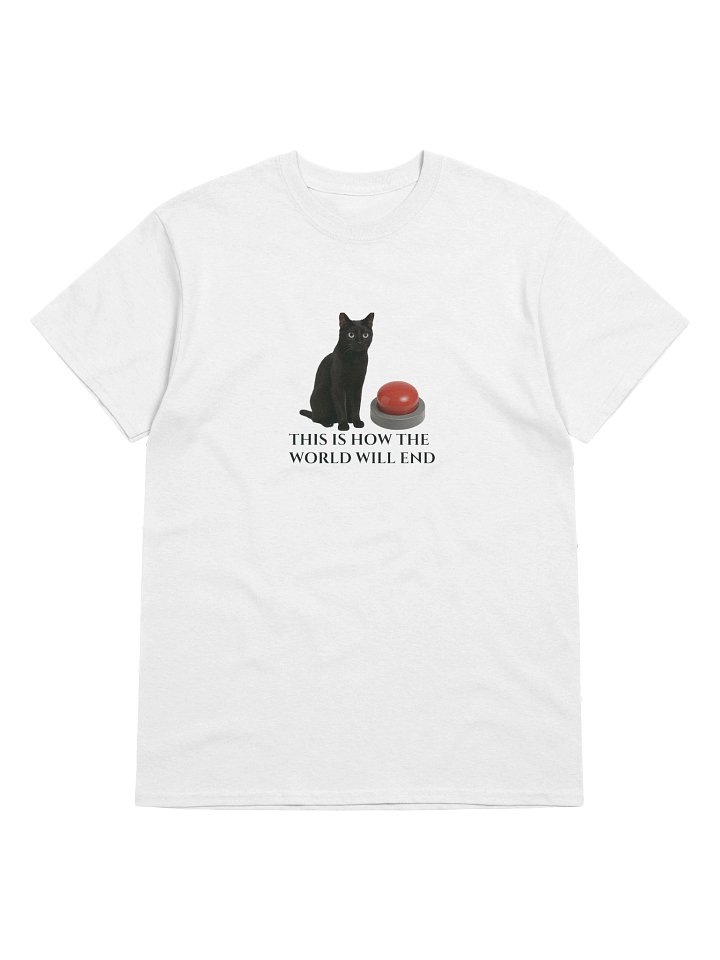 Apocalyptic Cat and Red Button T-Shirt product image (6)