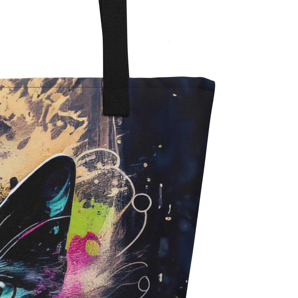 Graffiti Inspired Black Cat Tote Bag product image (3)
