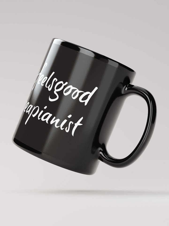 "It Feels Good to Be a Pianist" Black Glossy Mug with White Script product image (3)