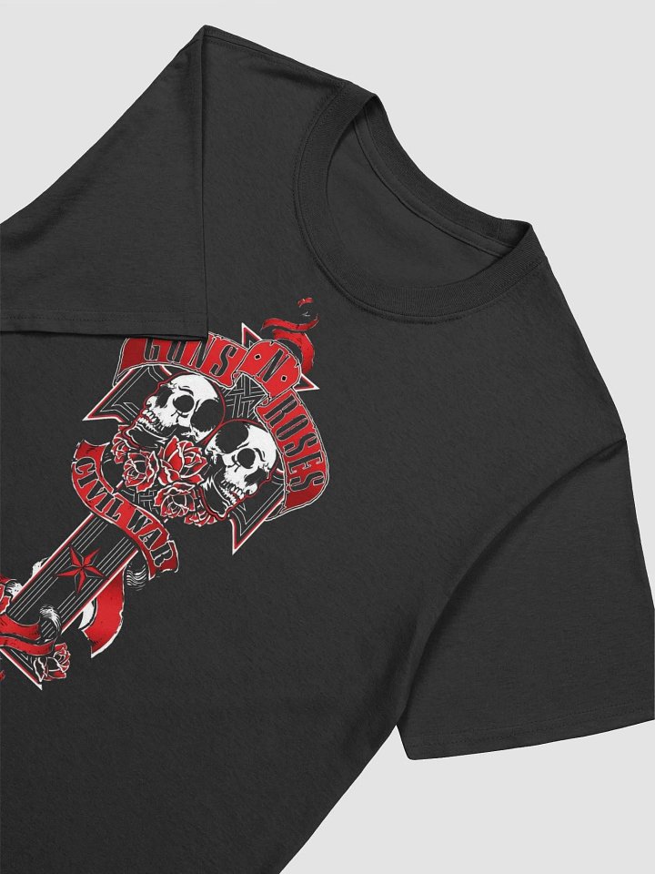 Guns N’ Roses Skull Cross T-Shirt | Red Rose Gothic Rock Graphic Tee | Classic Hard Rock Streetwear product image (2)