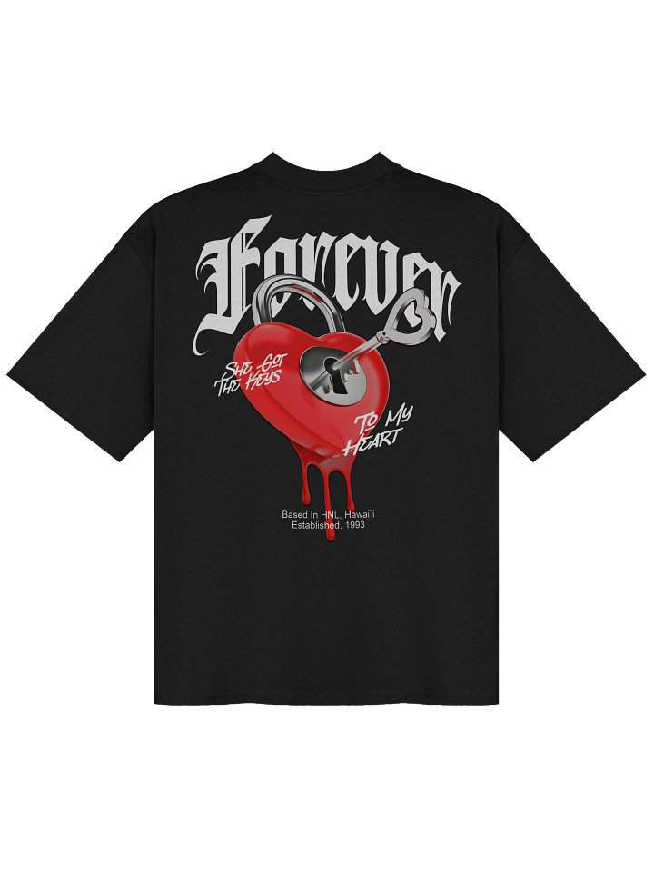 "Keys To My Heart" Unisex Oversized Tee in Black product image (2)
