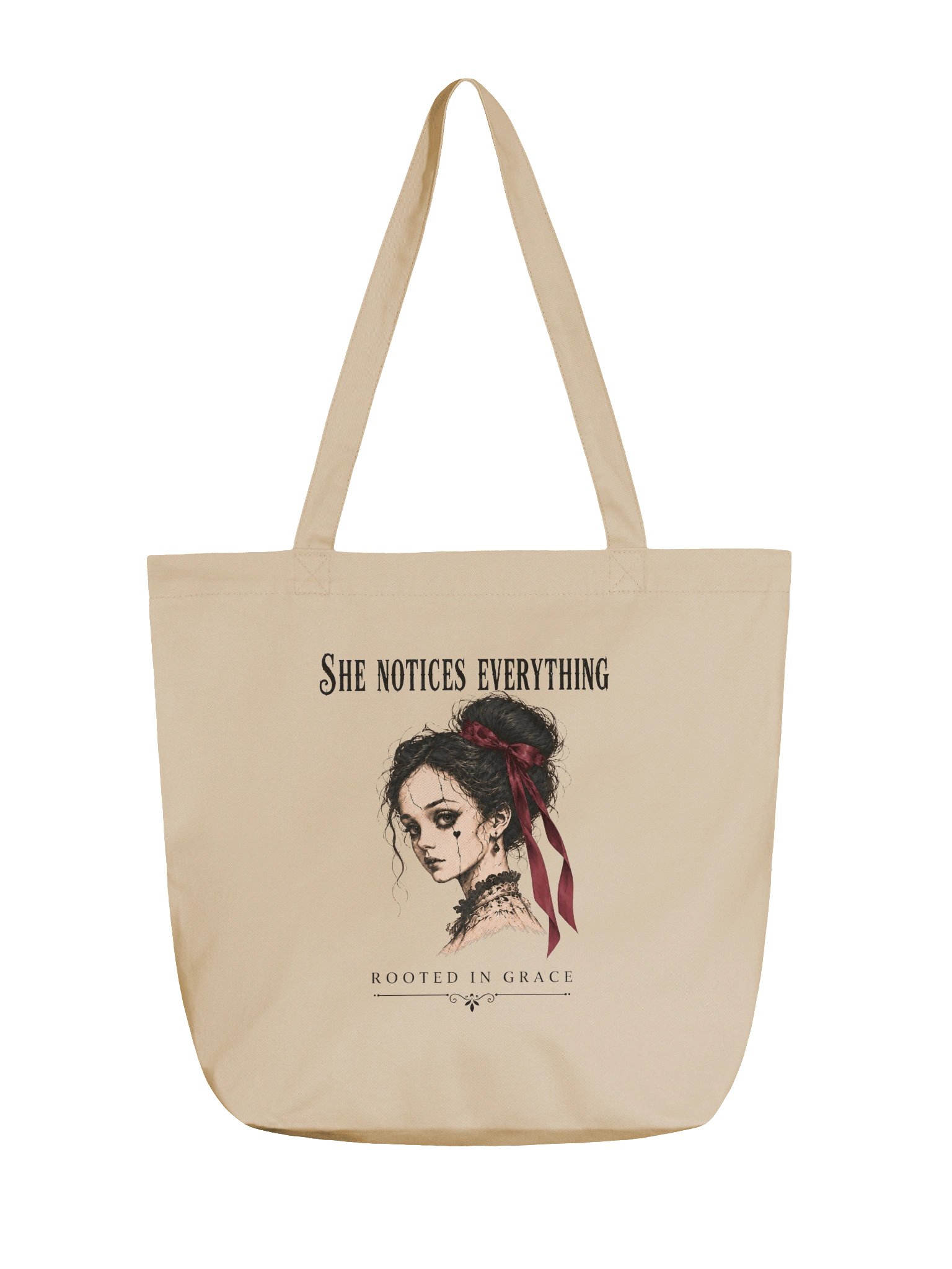 She Notices Everything Tote Bag | Vintage Inspired Organic Cotton Carryall product image (5)