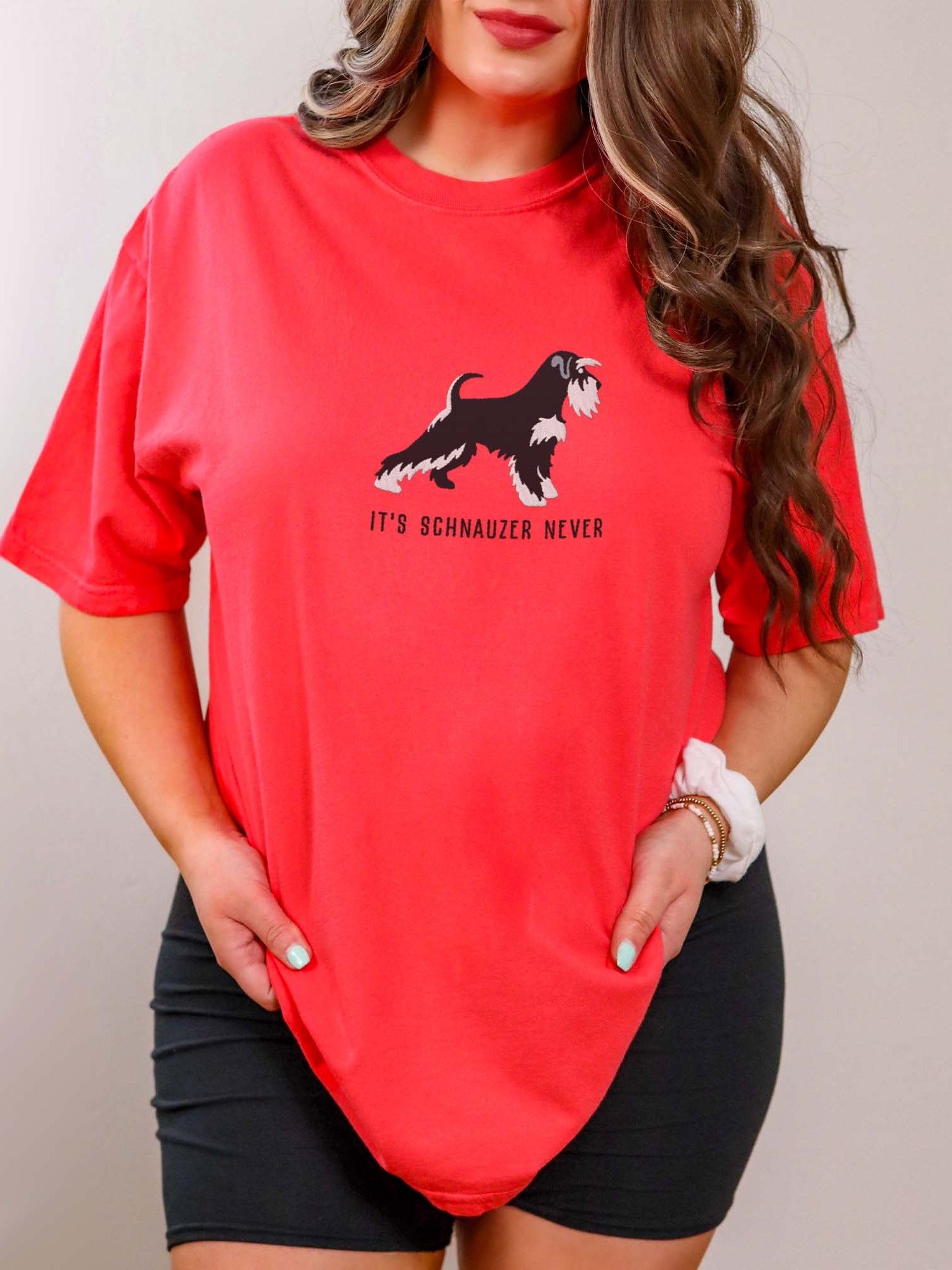It's Schnauzer Never T-Shirt(Embroidered) of a Miniature Schnauzer(Black & Silver) product image (2)
