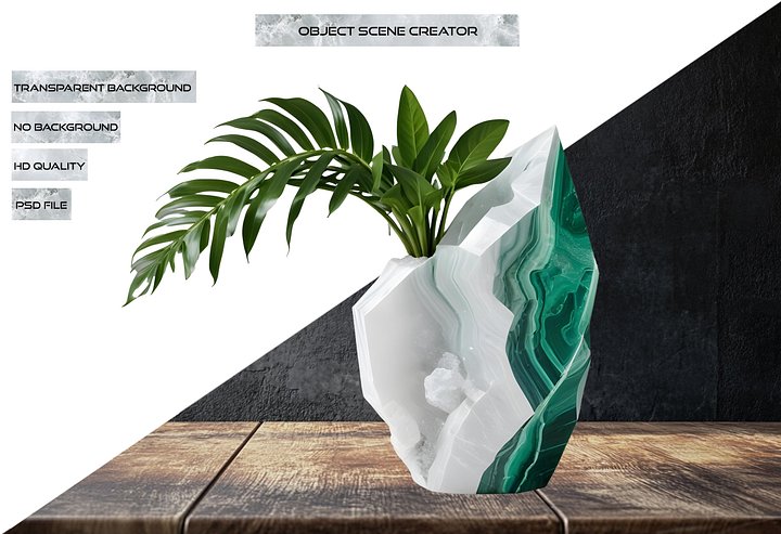 Aurora Verde - Vase Quartz & Malachite png product image (2)