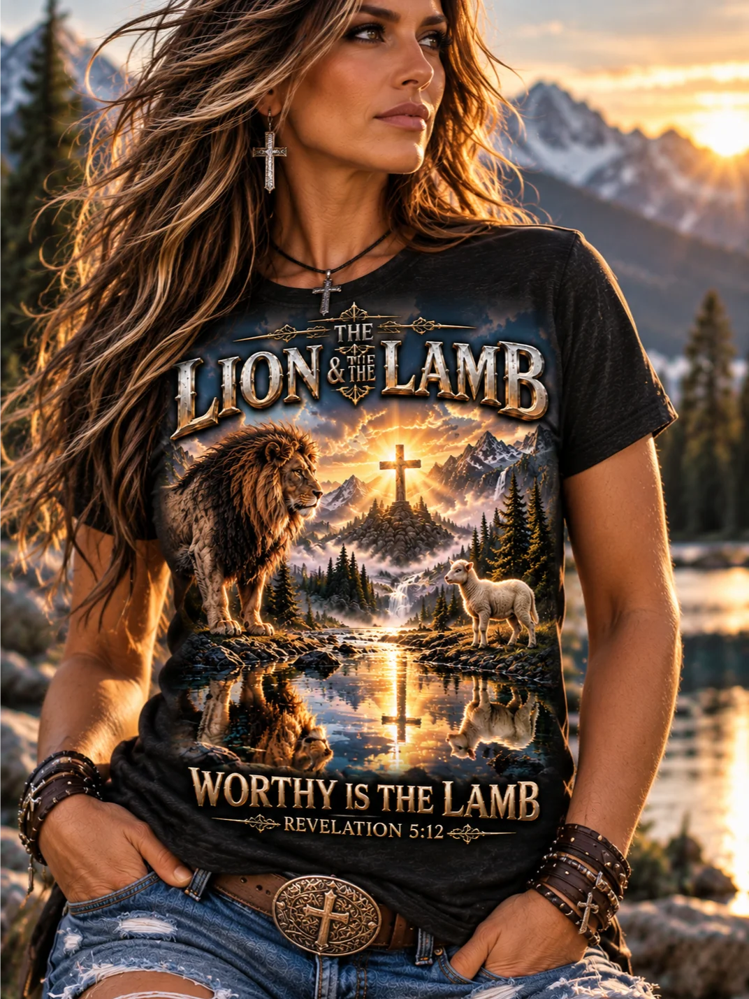 The Lion & the Lamb – Worthy Is the Lamb – Revelation 5:12 T-Shirt product image (1)
