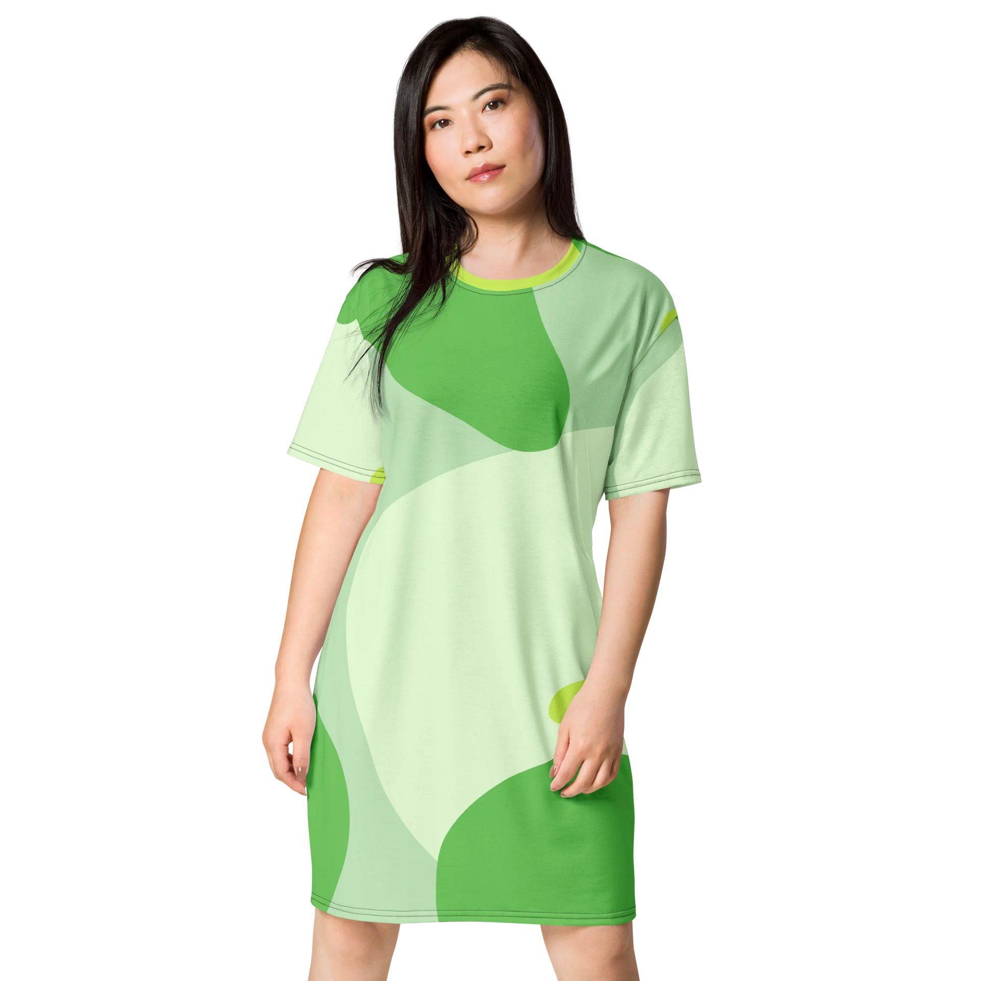 Vibrant Green Swirl Oversized T-Shirt Dress - Exclusive TDSMUSIC Design product image (1)