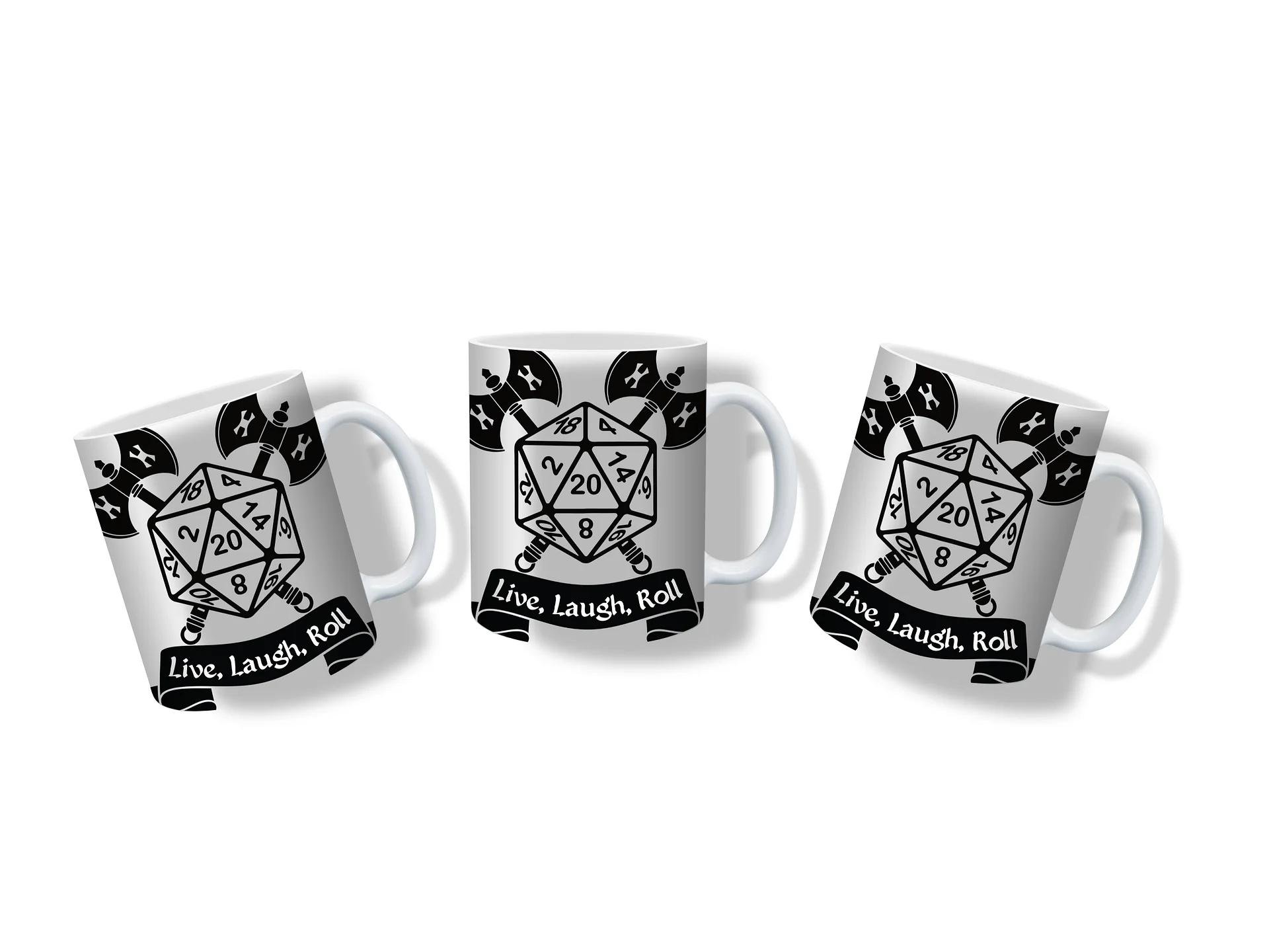 Live, Laugh, Roll 11oz Coffee Mug – D20 Dice Gaming Ceramic Cup – Perfect for Tabletop RPG Players and Dungeon Masters product image (4)