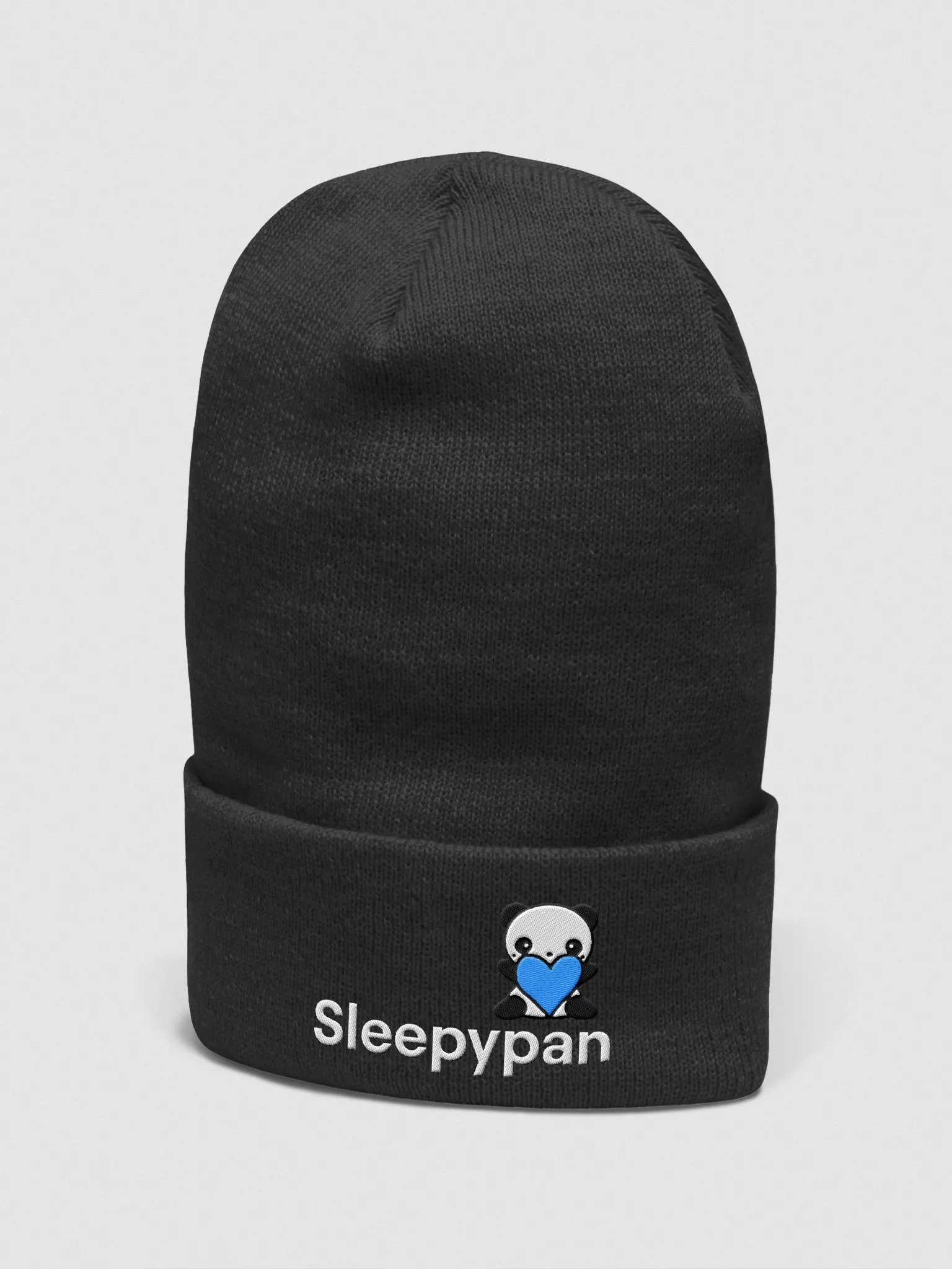 Sleepy blue panda beanie product image (2)
