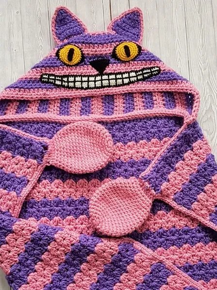 Cheshire Cat Hooded Blanket Crochet Pattern, Adult & Child Sizes (PDF Pattern) product image (1)