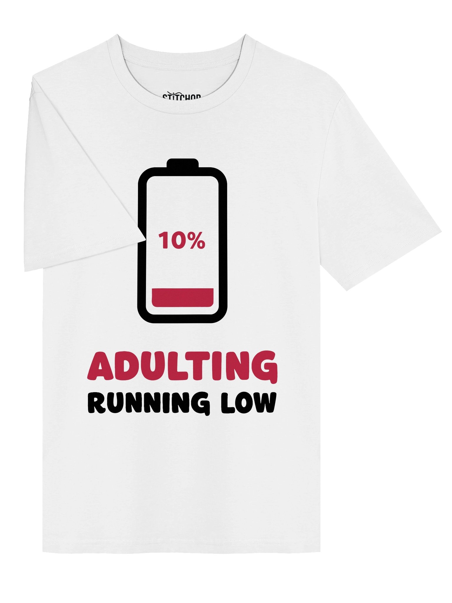 Adulting Running Low – Funny Battery Humor - Light Colors - Unisex Organic T-Shirt product image (6)