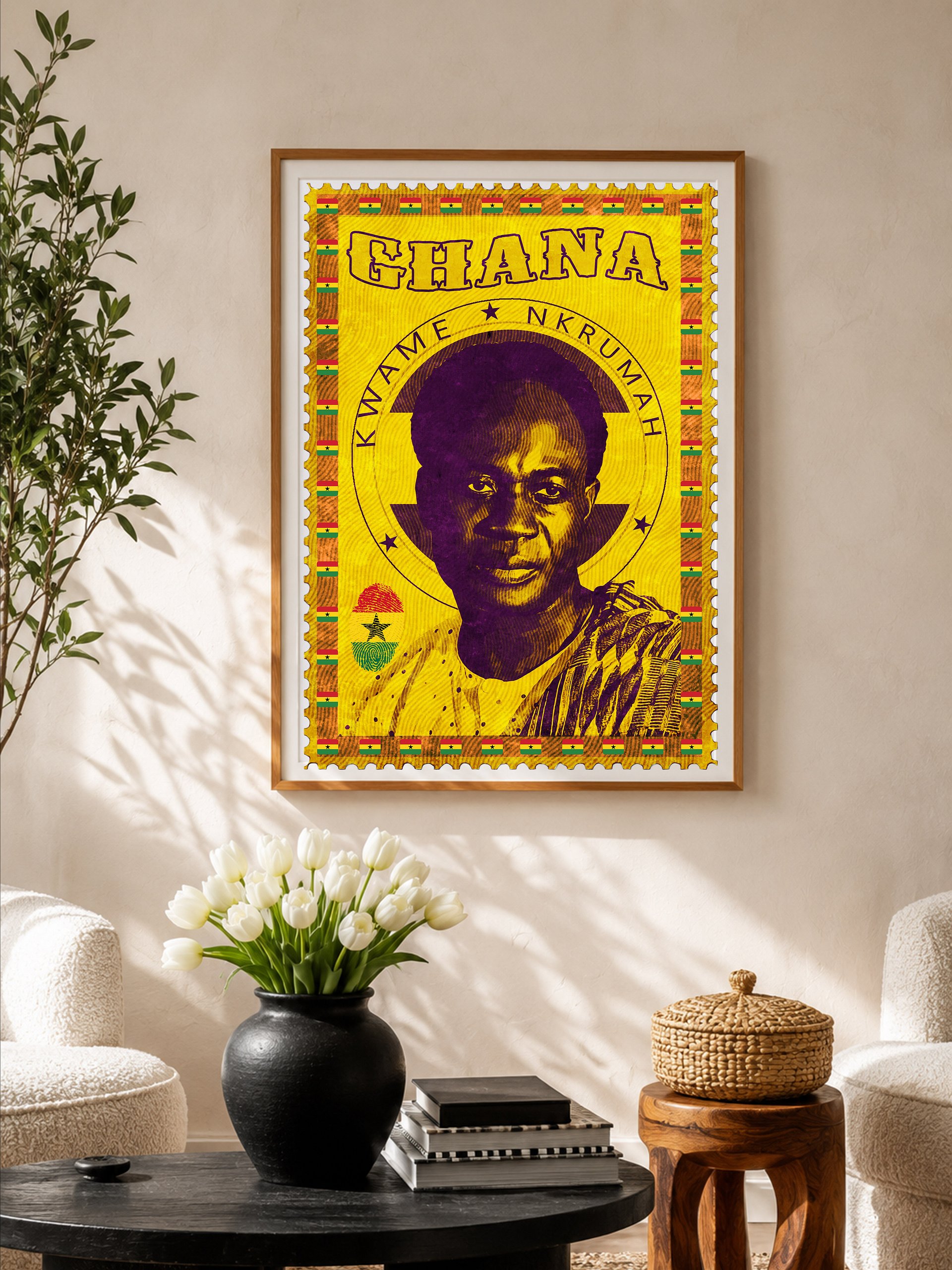 Kwame Nkrumah Vintage Postage Stamp Poster — Ghana Pan-Africanist Founding Father Wall Art product image (1)