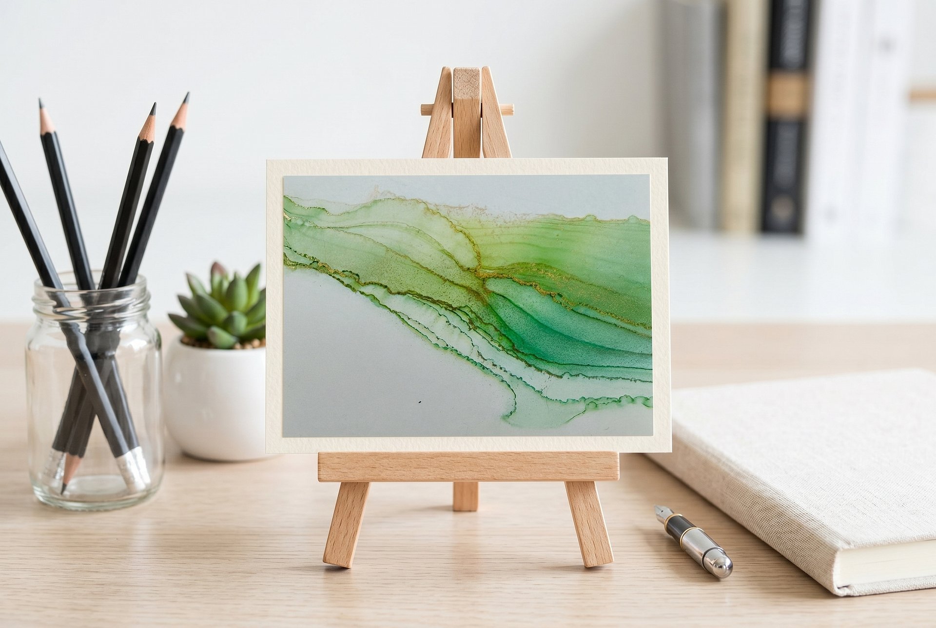 Moss & Mist II | Original ACEO Art Card (2.5" x 3.5") | Miniature Abstract Alcohol Ink Painting | product image (2)