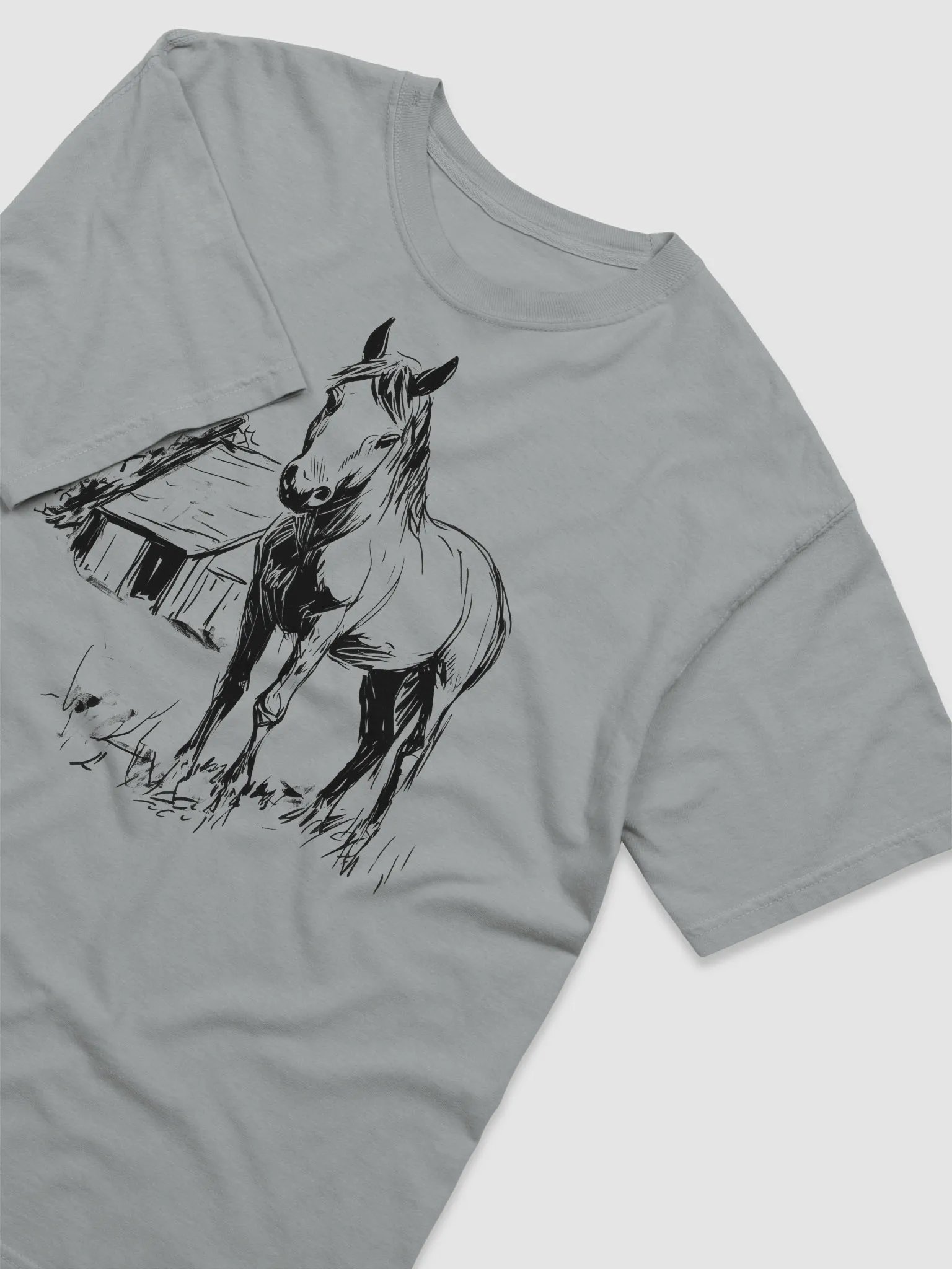 Pasture Morning – Horse & Barn Line Art Tee product image (6)