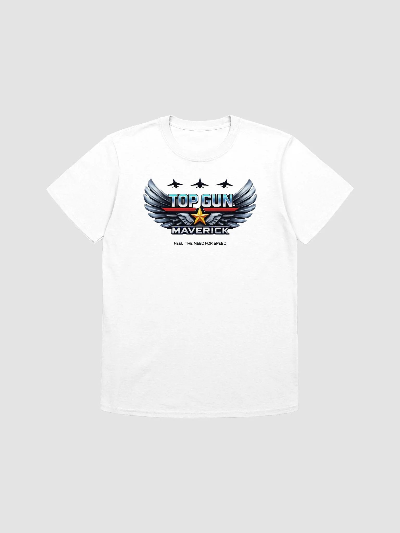 Top Gun Maverick T-Shirt Wings Logo Feel The Need For Speed | White Vintage Graphic Tee | Tom Cruise Aviation Collector Movie Shirt product image (2)