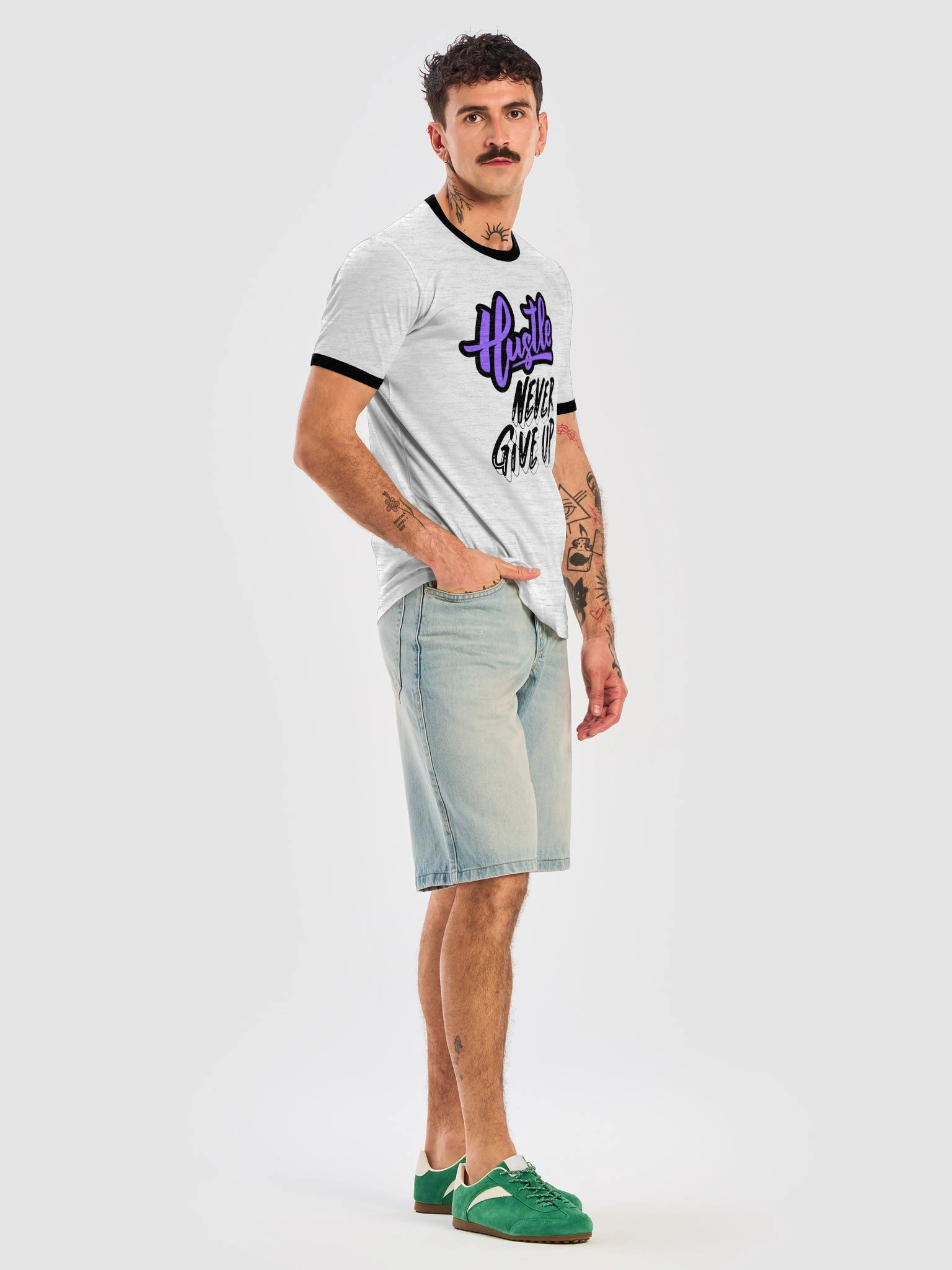 Hustle Never Give Up Graffiti Ringer Tee product image (7)