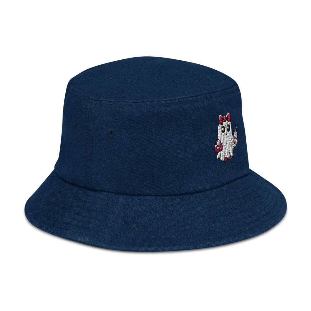 Cute Ghost Embroidered Denim Bucket Hat product image (3)